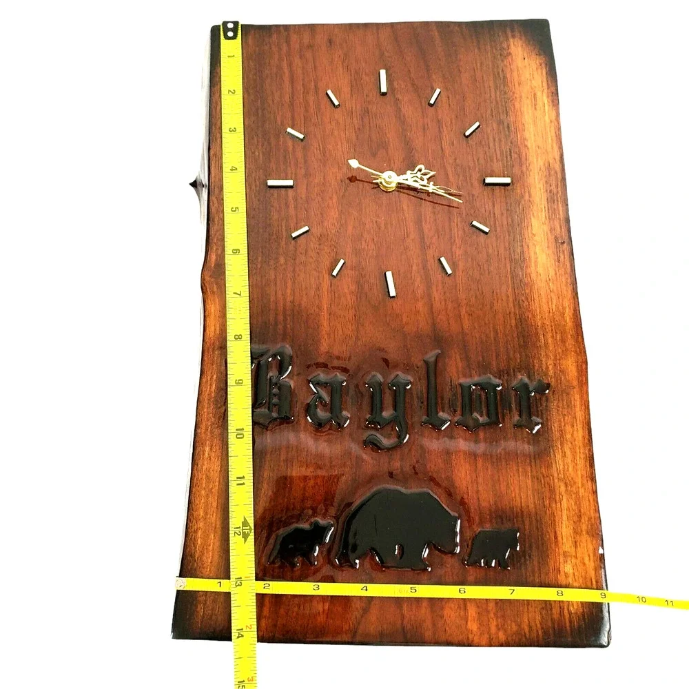 Baylor University Brown Rectangular Handmade Wooden Clock DOESN'T WORK